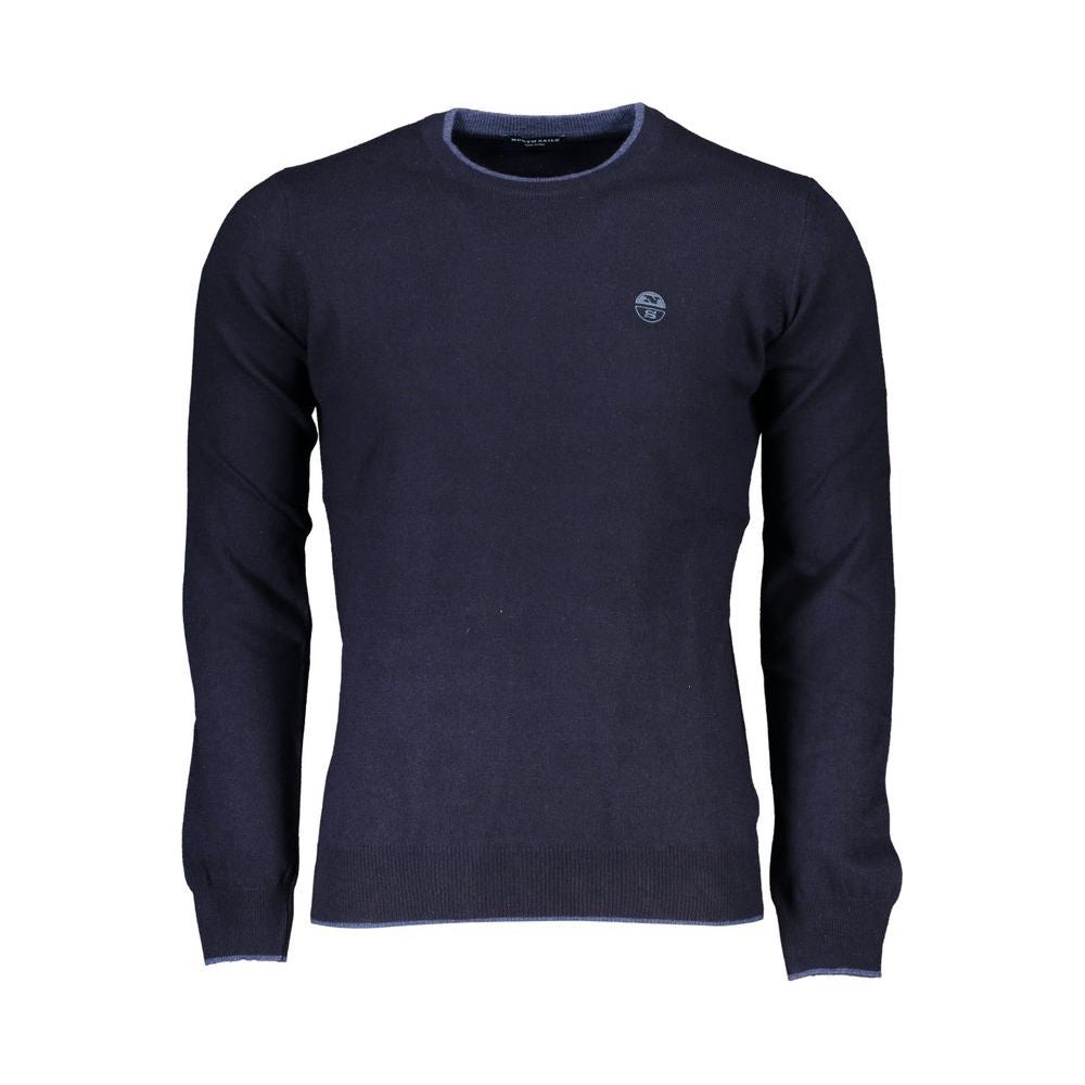 North Sails Sleek Blue Crew Neck Sweater with Embroidery North Sails