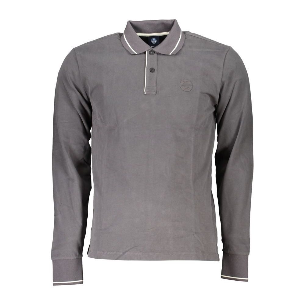 North Sails Sleek Gray Long-Sleeve Polo with Contrast Details North Sails