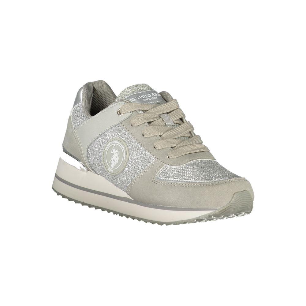 U.S. POLO ASSN. Silver Lace-Up Sneakers with Contrast Details U.S. POLO ASSN.