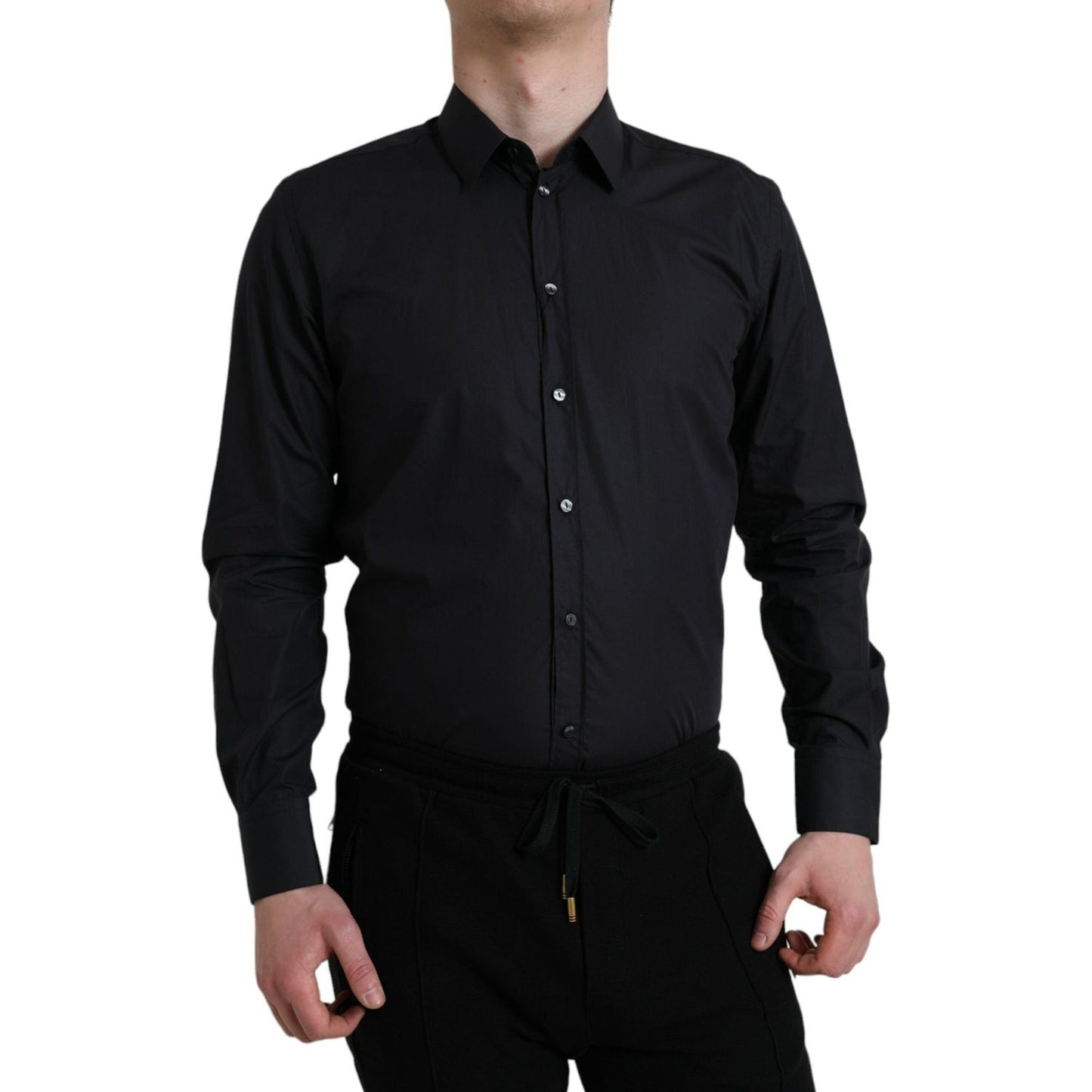 Dolce & Gabbana Elegant Navy Blue Slim Fit Dress Shirt Dolce & Gabbana