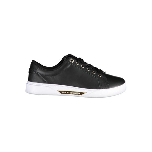 Tommy Hilfiger Chic Black Lace-Up Sneakers with Contrast Sole Tommy Hilfiger