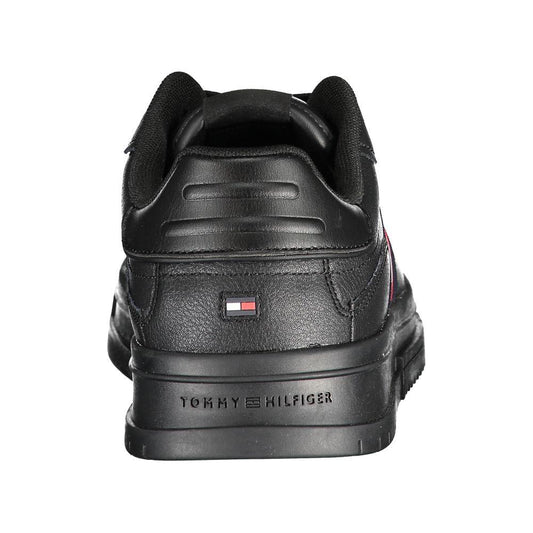 Tommy Hilfiger Black Leather Men Sneaker Tommy Hilfiger