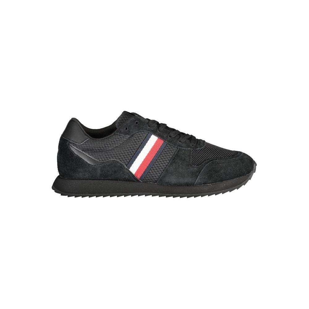 Tommy Hilfiger Eco-Friendly Lace-Up Sneakers in Black Tommy Hilfiger