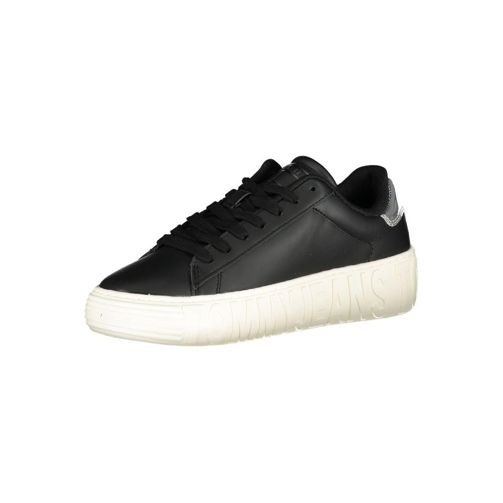 Tommy Hilfiger Black Leather Women Sneaker