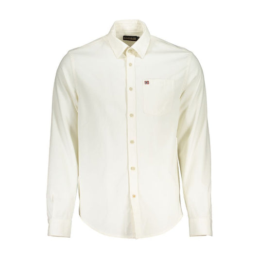 Napapijri Elegant White Cotton Long Sleeved Men's Shirt Napapijri