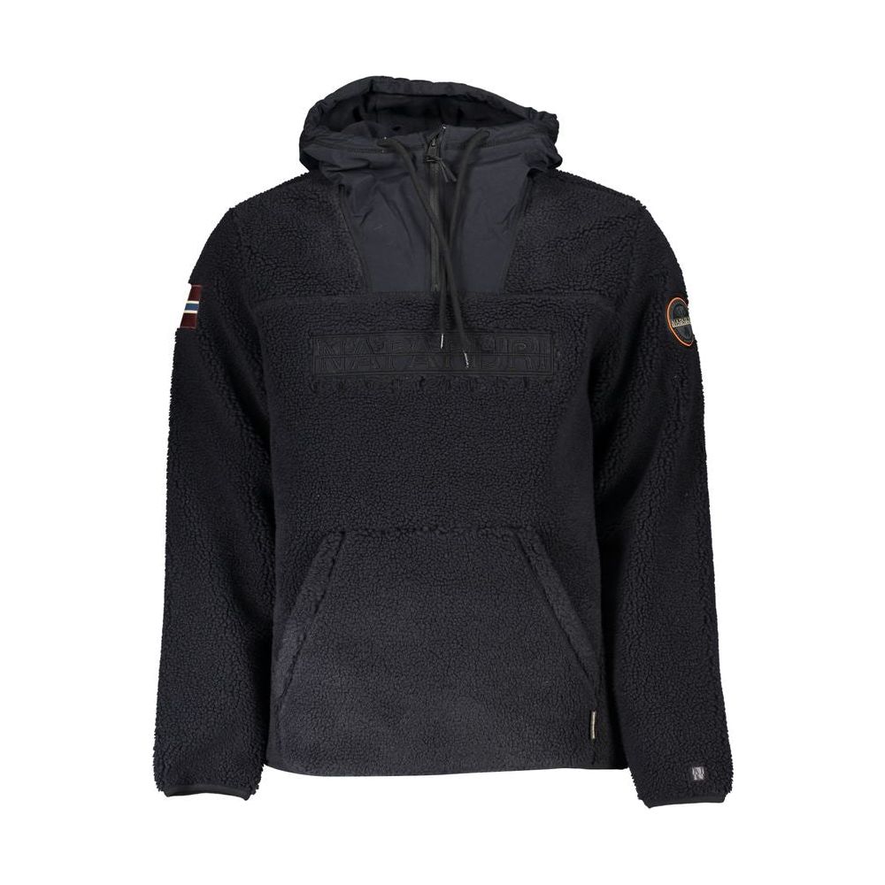 Napapijri Sleek Half-Zip Recycled Hoodie in Black Napapijri