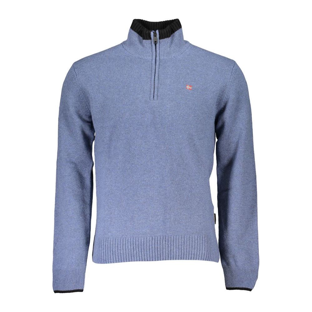 Napapijri Chic Blue Half-Zip Sweater with Contrast Details Napapijri