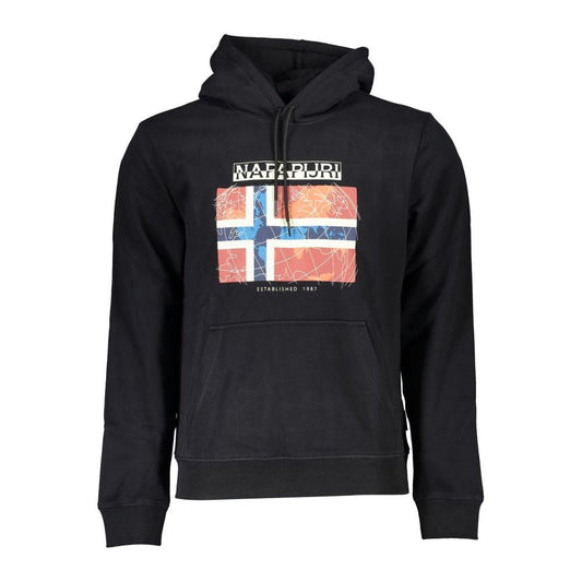 Napapijri Sleek Hooded Fleece Sweatshirt in Black Napapijri