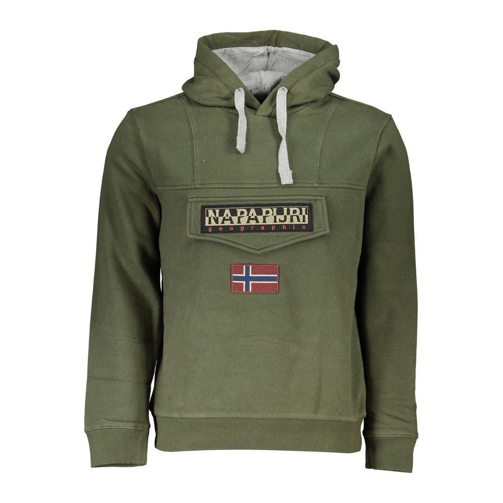 Napapijri Chic Green Hooded Half-Zip Sweater Napapijri