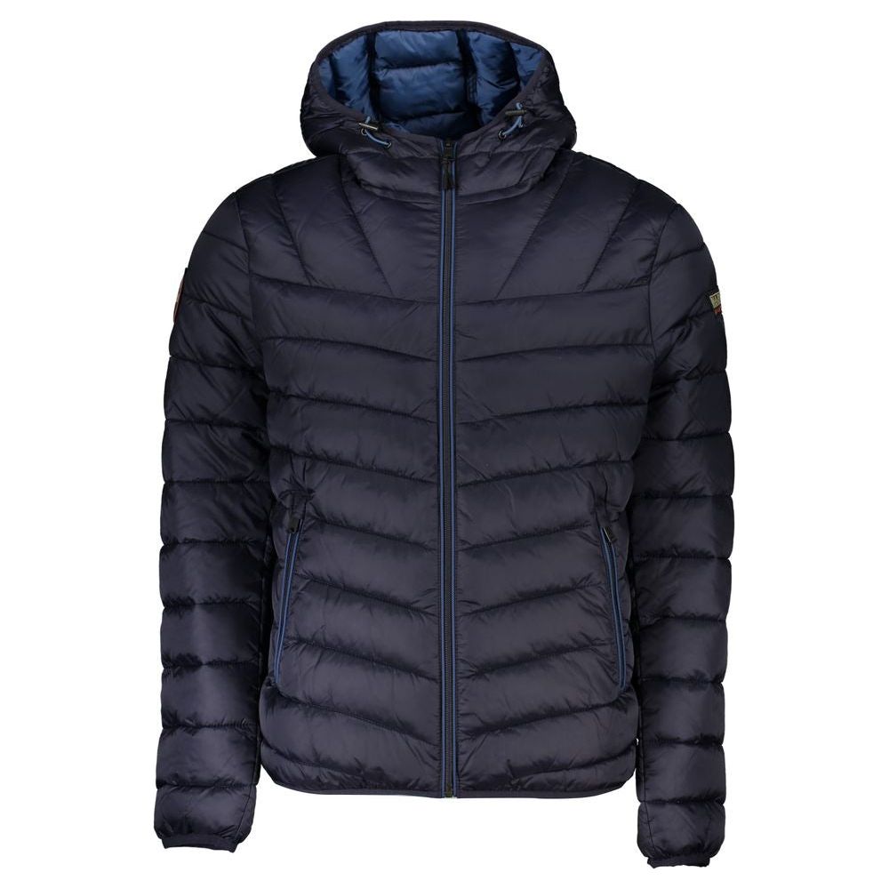 Napapijri Chic Blue Hooded Jacket with Sleek Design Napapijri