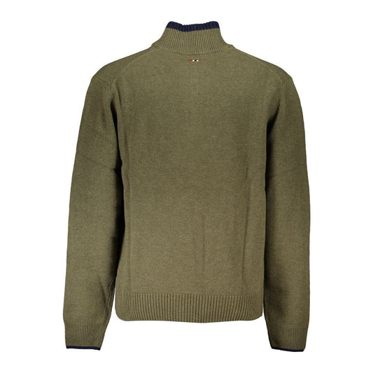 Napapijri Half-Zip Green Sweater with Embroidery Detail Napapijri