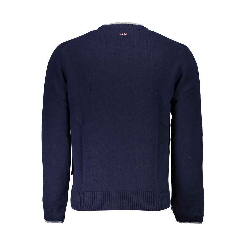 Napapijri Sleek Blue Crew Neck Embroidered Sweater Napapijri