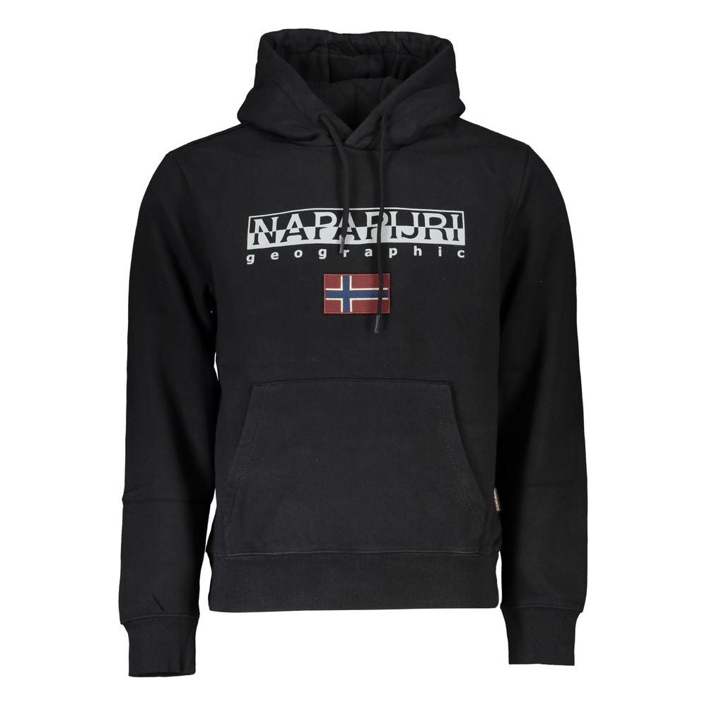 Napapijri Sleek Black Hooded Sweatshirt with Logo Napapijri