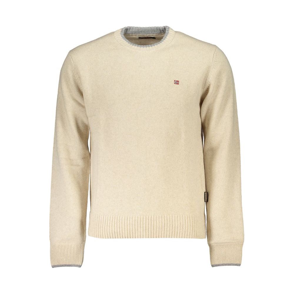 Napapijri Beige Crew Neck Embroidered Sweater Napapijri