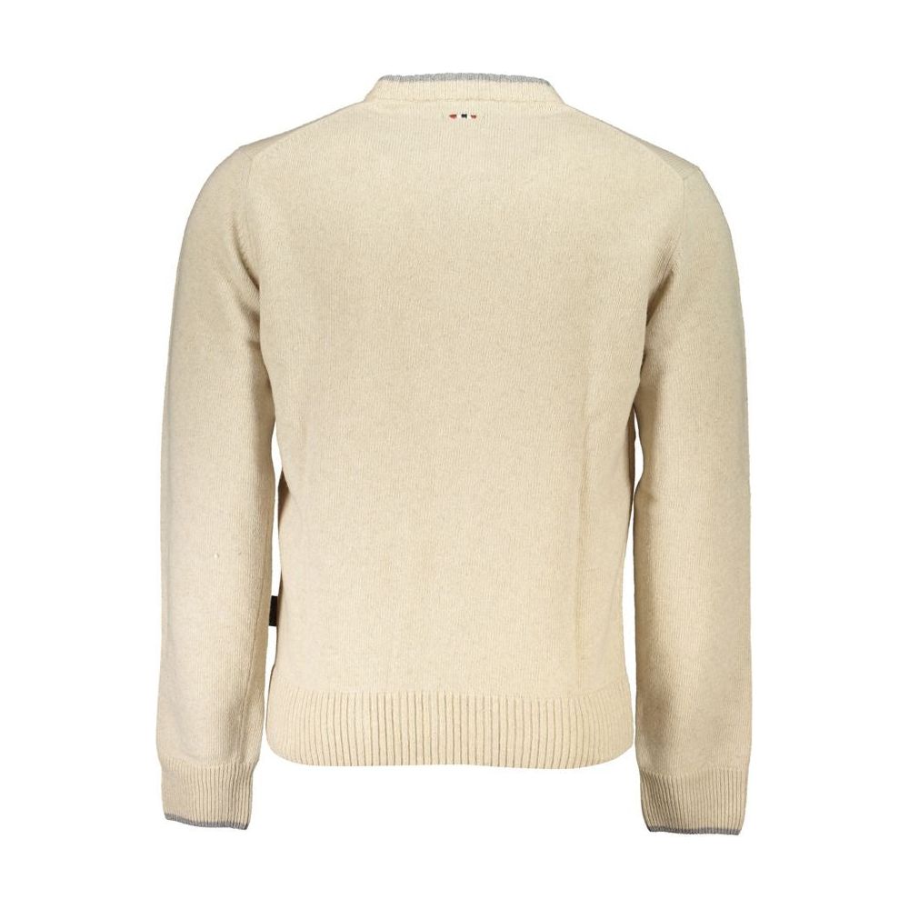 Napapijri Beige Crew Neck Embroidered Sweater Napapijri