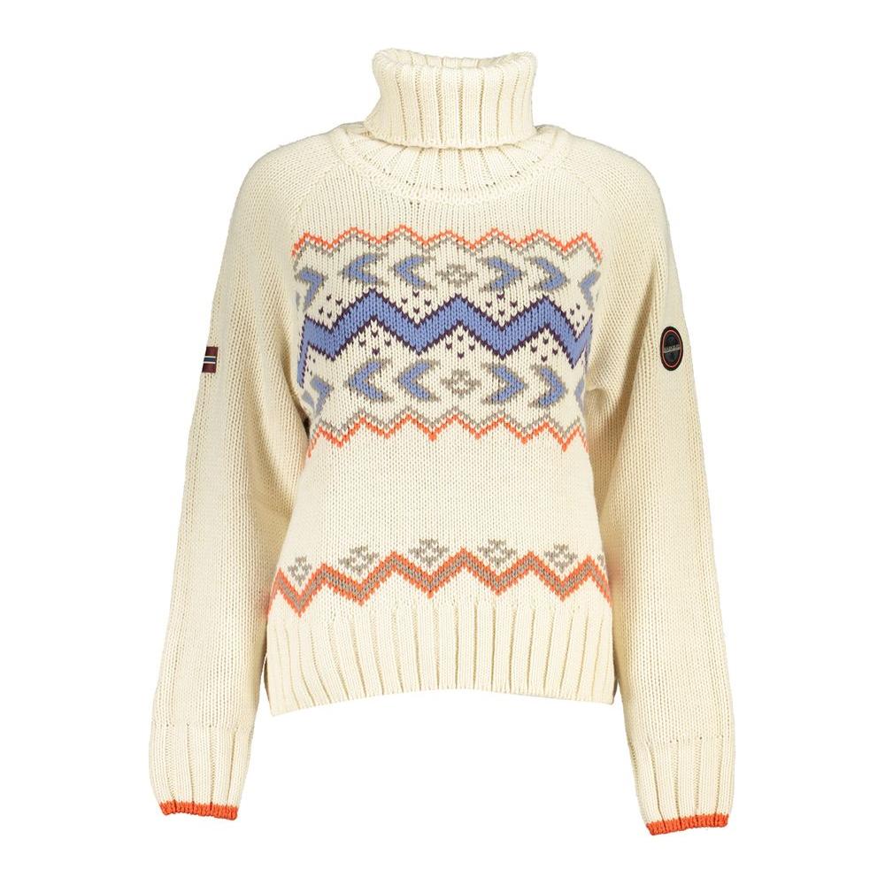 Napapijri Chic Beige High Neck Sweater with Elegant Detailing Napapijri