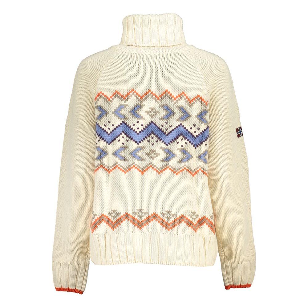 Napapijri Chic Beige High Neck Sweater with Elegant Detailing Napapijri