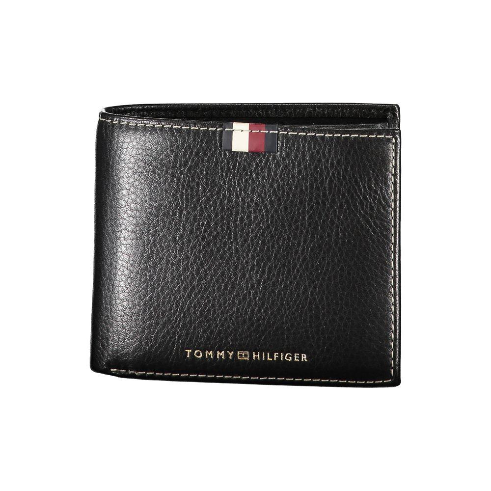 Tommy Hilfiger Elegant Black Leather Dual-Compartment Wallet Tommy Hilfiger