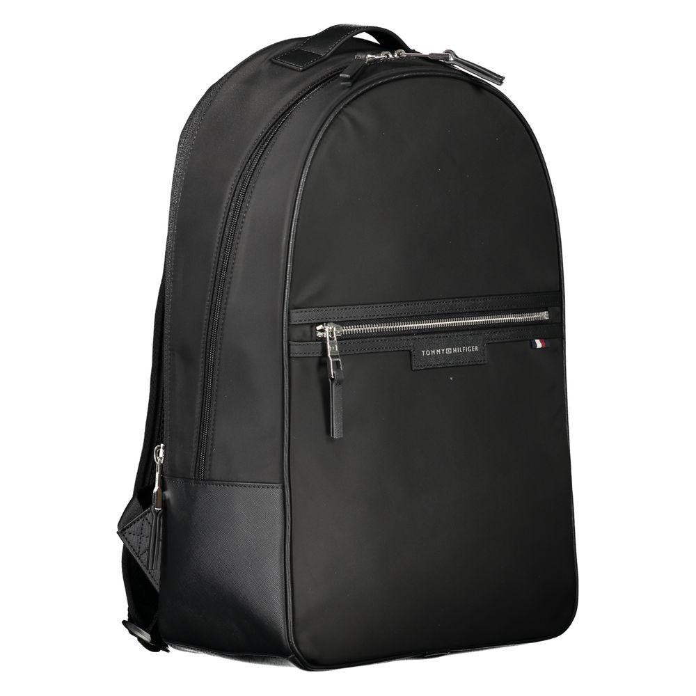 Tommy Hilfiger Elegant Black Laptop Backpack with Contrasting Details Tommy Hilfiger