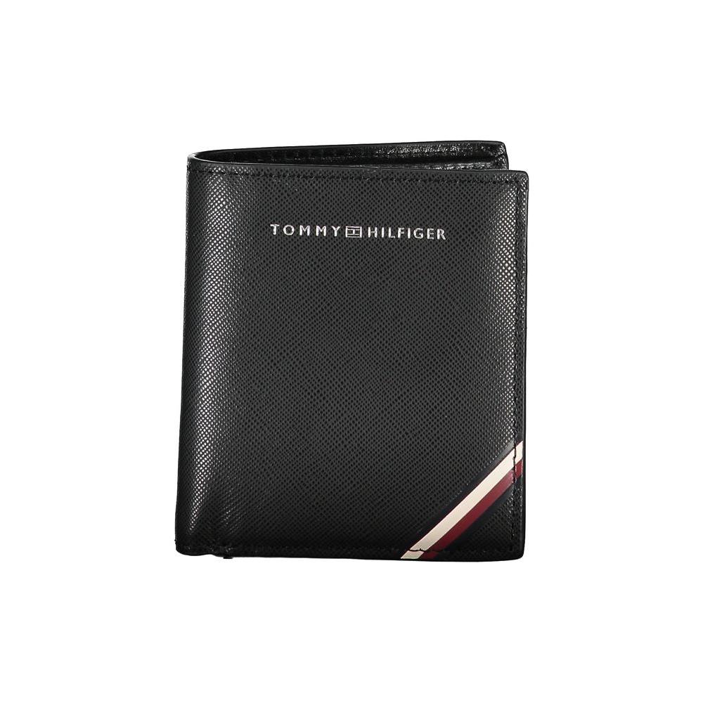 Tommy Hilfiger Sleek Black Leather Wallet with Contrasting Details Tommy Hilfiger