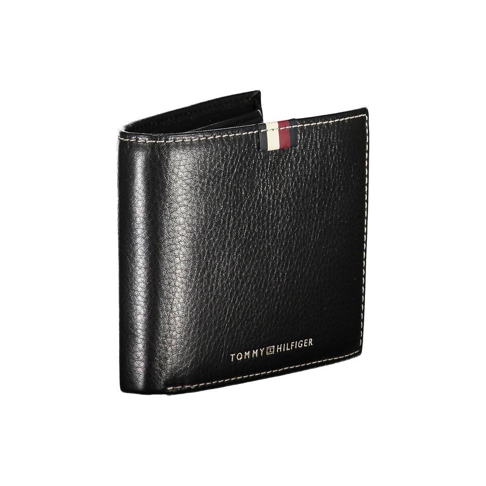 Tommy Hilfiger Elegant Black Leather Dual-Compartment Wallet Tommy Hilfiger