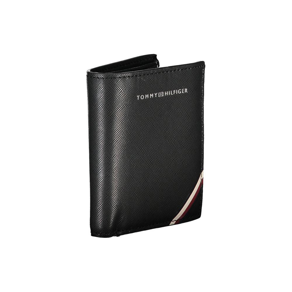 Tommy Hilfiger Sleek Black Leather Wallet with Contrasting Details Tommy Hilfiger