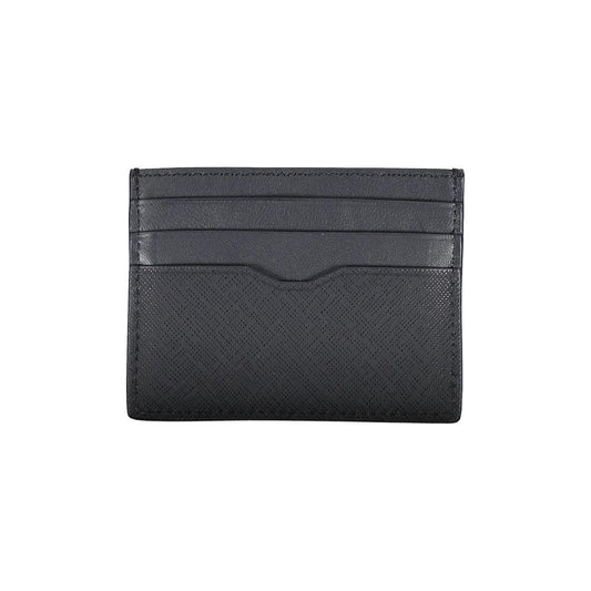 Tommy Hilfiger Elegant Blue Leather Card Holder with Contrast Details Tommy Hilfiger