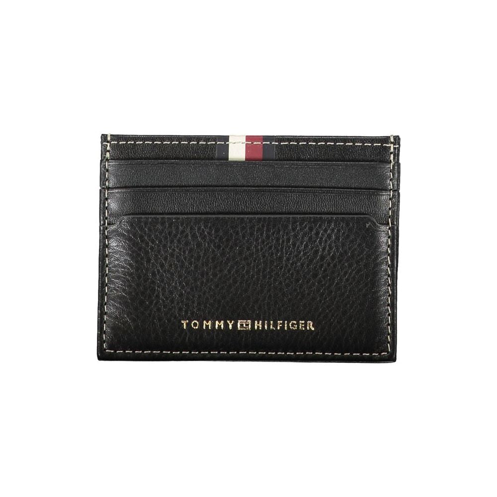 Tommy Hilfiger Sleek Black Leather Card Holder with Contrast Detail Tommy Hilfiger