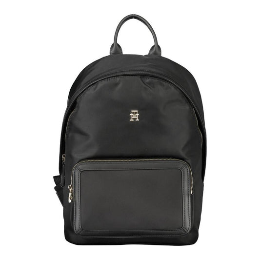 Tommy Hilfiger Chic Black Designer Backpack with Logo Detail Tommy Hilfiger