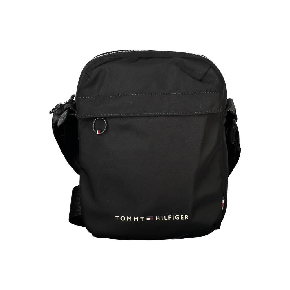 Tommy Hilfiger Sleek Black Contrast Detail Shoulder Bag Tommy Hilfiger