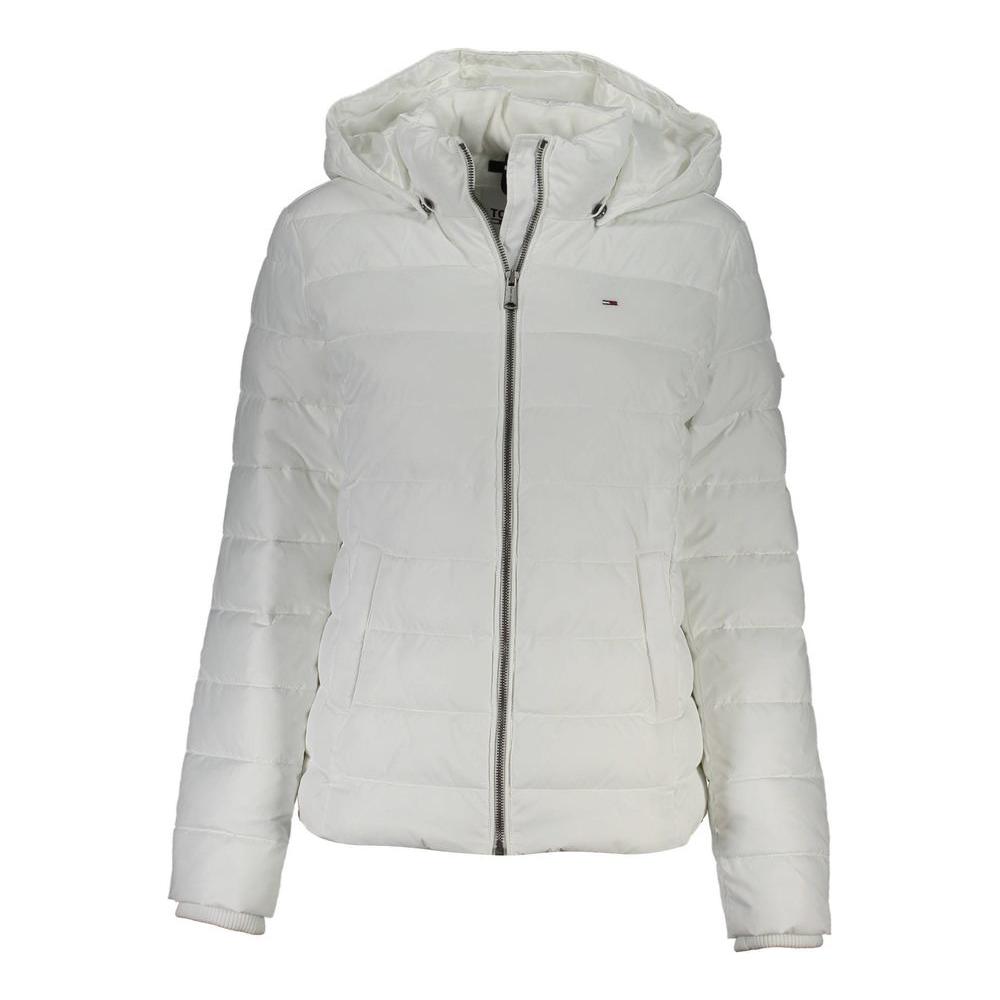 Tommy Hilfiger Chic White Long Sleeve Jacket with Removable Hood Tommy Hilfiger