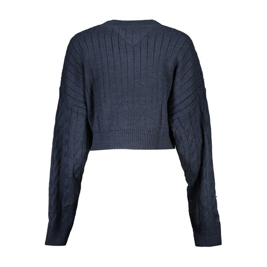 Tommy Hilfiger Chic Blue Crew Neck Sweater with Contrast Details Tommy Hilfiger