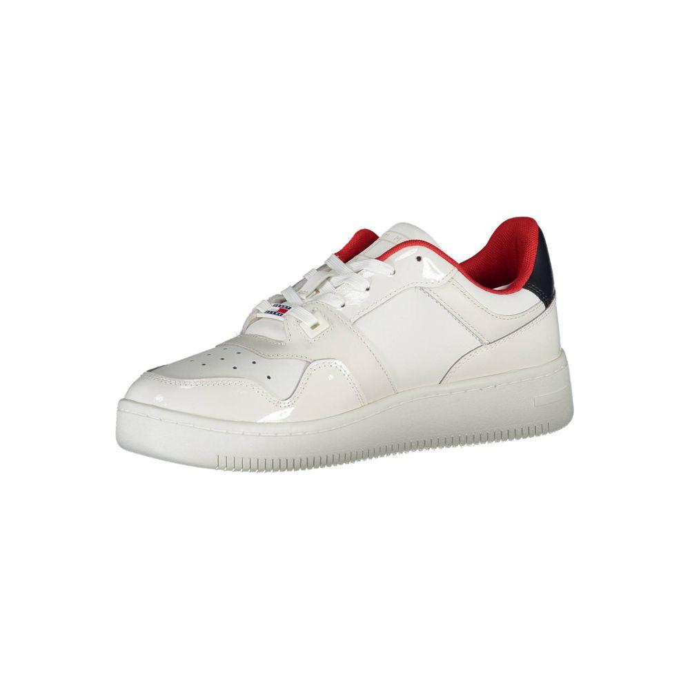 Tommy Hilfiger Contrast Lace-Up Sneakers in White Tommy Hilfiger