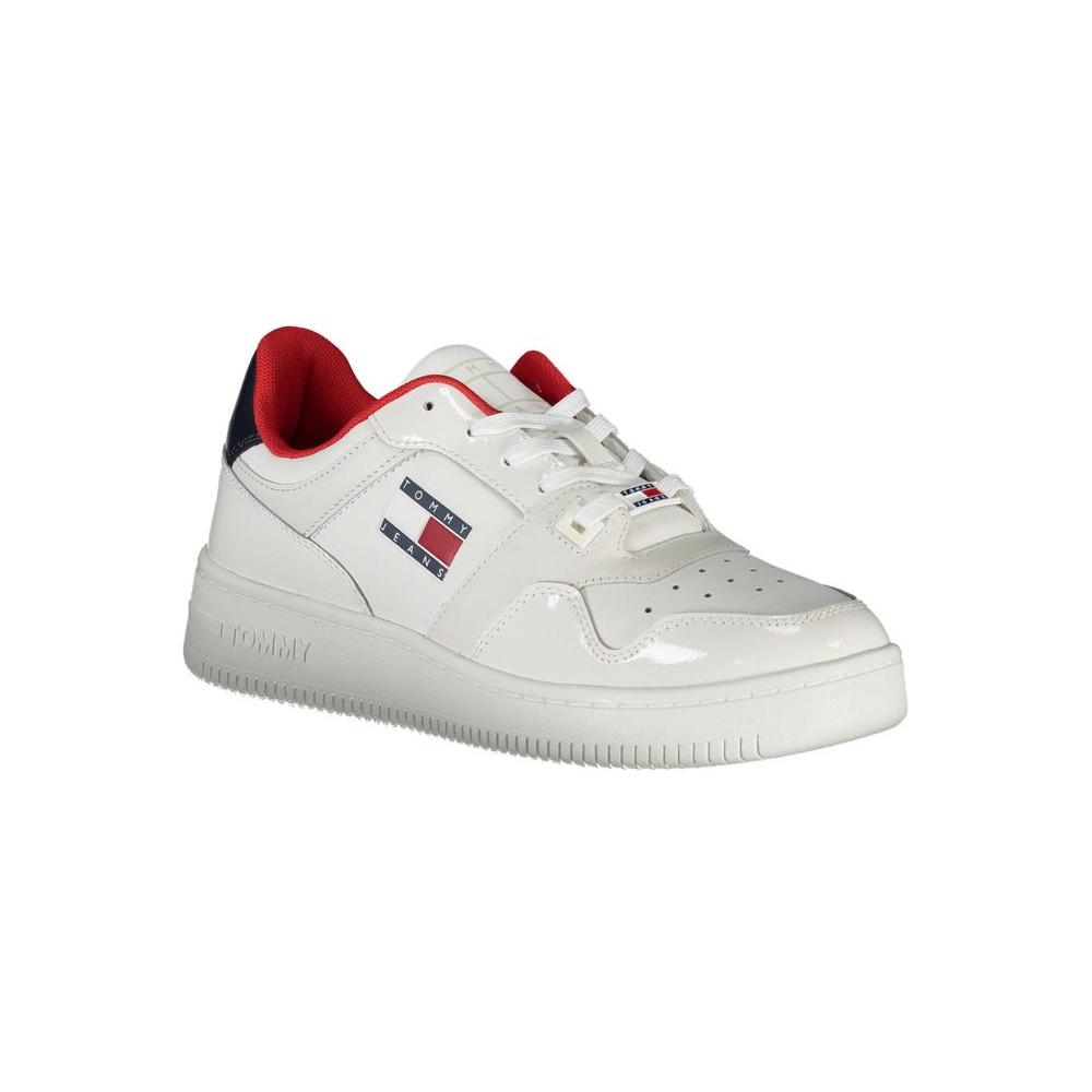 Tommy Hilfiger Contrast Lace-Up Sneakers in White Tommy Hilfiger