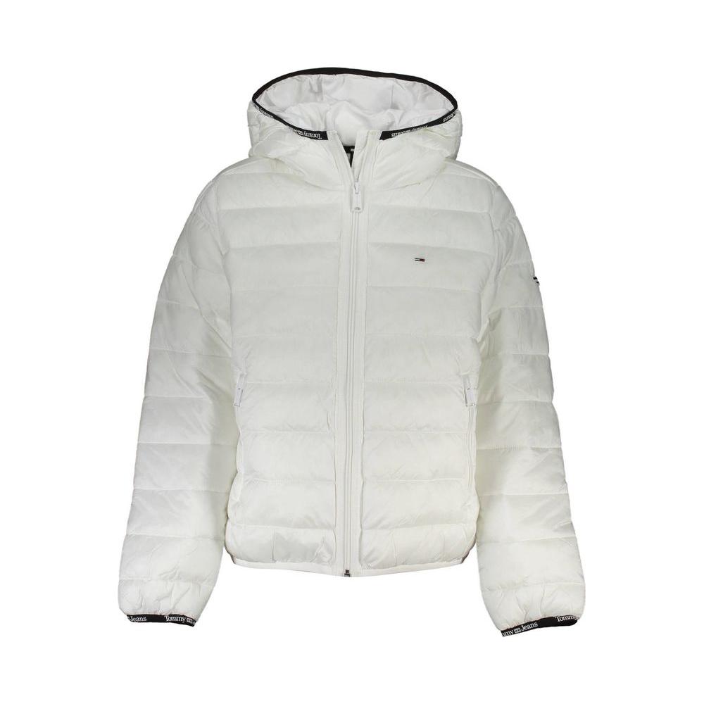 Tommy Hilfiger Elegant White Hooded Jacket with Contrast Details Tommy Hilfiger