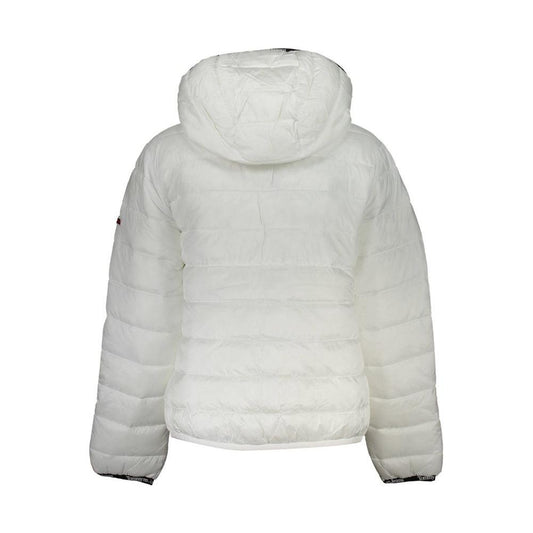 Tommy Hilfiger Elegant White Hooded Jacket with Contrast Details Tommy Hilfiger