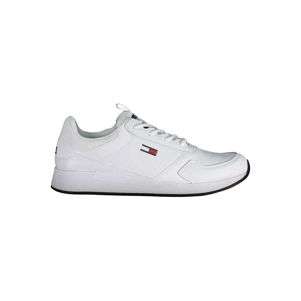 Tommy Hilfiger Sleek White Lace-Up Sneakers with Contrast Detail Tommy Hilfiger