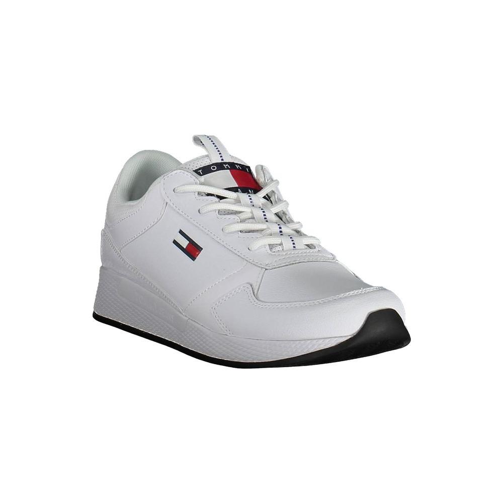 Tommy Hilfiger Sleek White Lace-Up Sneakers with Contrast Detail Tommy Hilfiger