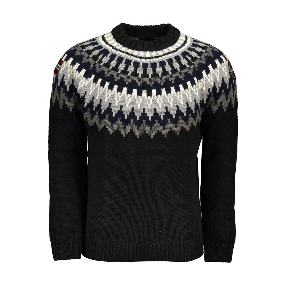 Napapijri Chic Blue Crew Neck Sweater with Contrast Detailing Napapijri