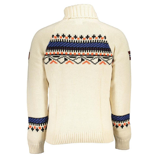 Napapijri Beige High Neck Sweater with Contrast Details Napapijri