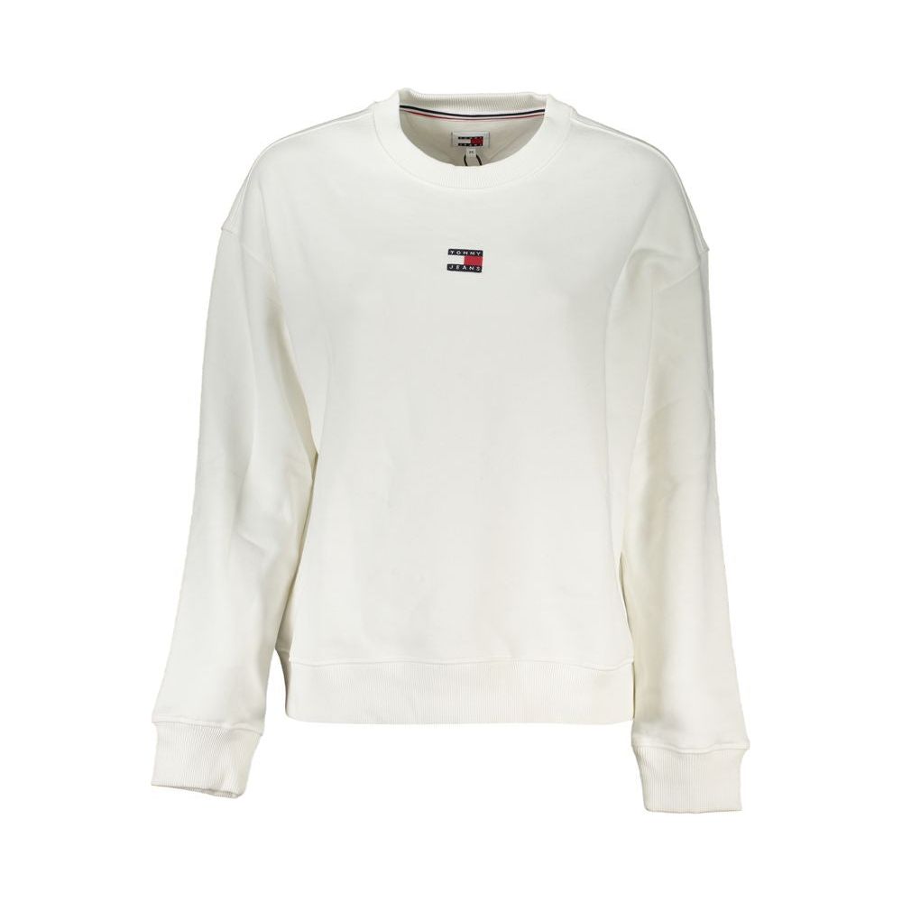 Tommy Hilfiger Elegant White Cotton Sweatshirt with Logo Embroidery Tommy Hilfiger