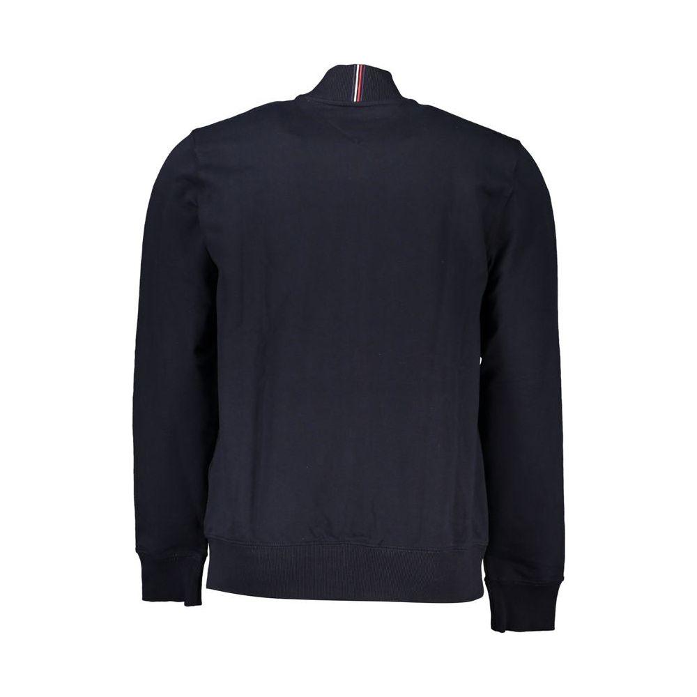 Tommy Hilfiger Sleek Blue Zip Sweatshirt with Embroidery Detail