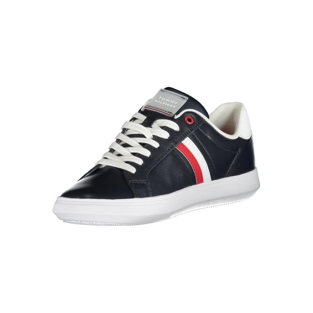 Tommy Hilfiger Sleek Blue Lace-Up Sneakers with Contrast Details Tommy Hilfiger