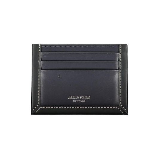 Tommy Hilfiger Sleek Blue Leather Card Holder with Contrast Detail Tommy Hilfiger