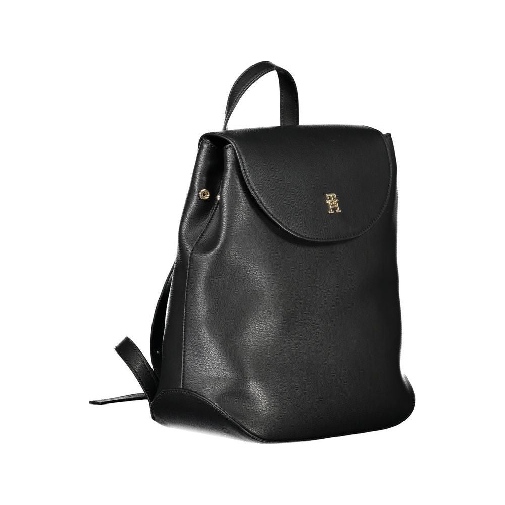 Tommy Hilfiger Elegant Black Backpack with Adjustable Straps Tommy Hilfiger