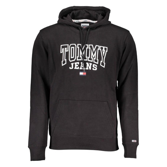 Tommy Hilfiger Sleek Black Cotton Hooded Sweatshirt Tommy Hilfiger