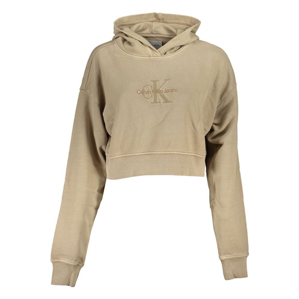 Calvin Klein Chic Beige Embroidered Hooded Sweatshirt Calvin Klein