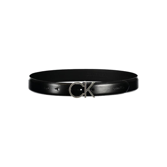 Calvin Klein Elegant Black Leather Belt with Metal Buckle Calvin Klein