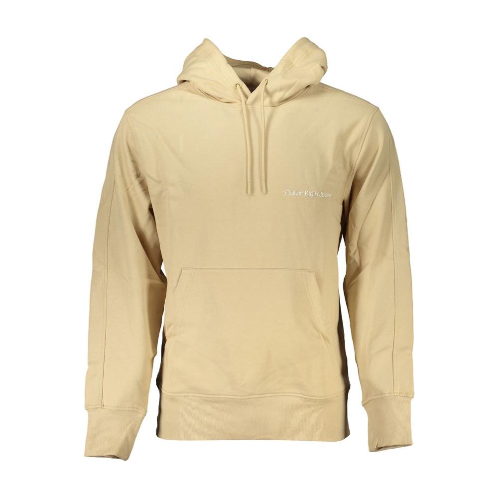 Calvin Klein Beige Brushed Cotton Hooded Sweatshirt Calvin Klein