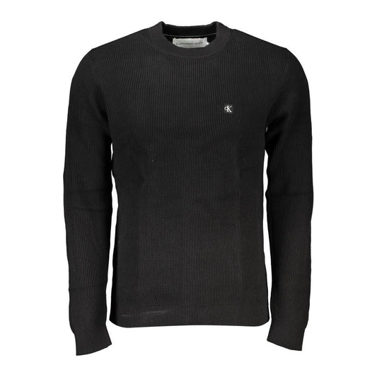 Calvin Klein Sleek Black Crew Neck Sweater with Logo Calvin Klein